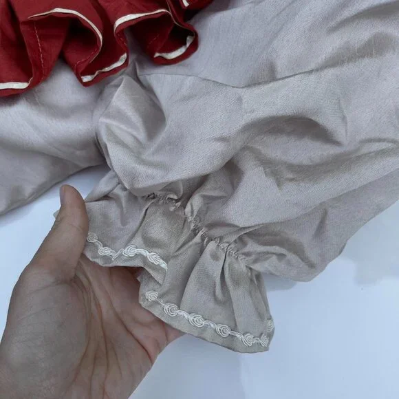 Vtg 70s Handmade Prairie Dress Ruffle Puff Sleeve Cottagecore Maxi Floral Size L - Picture 5 of 8